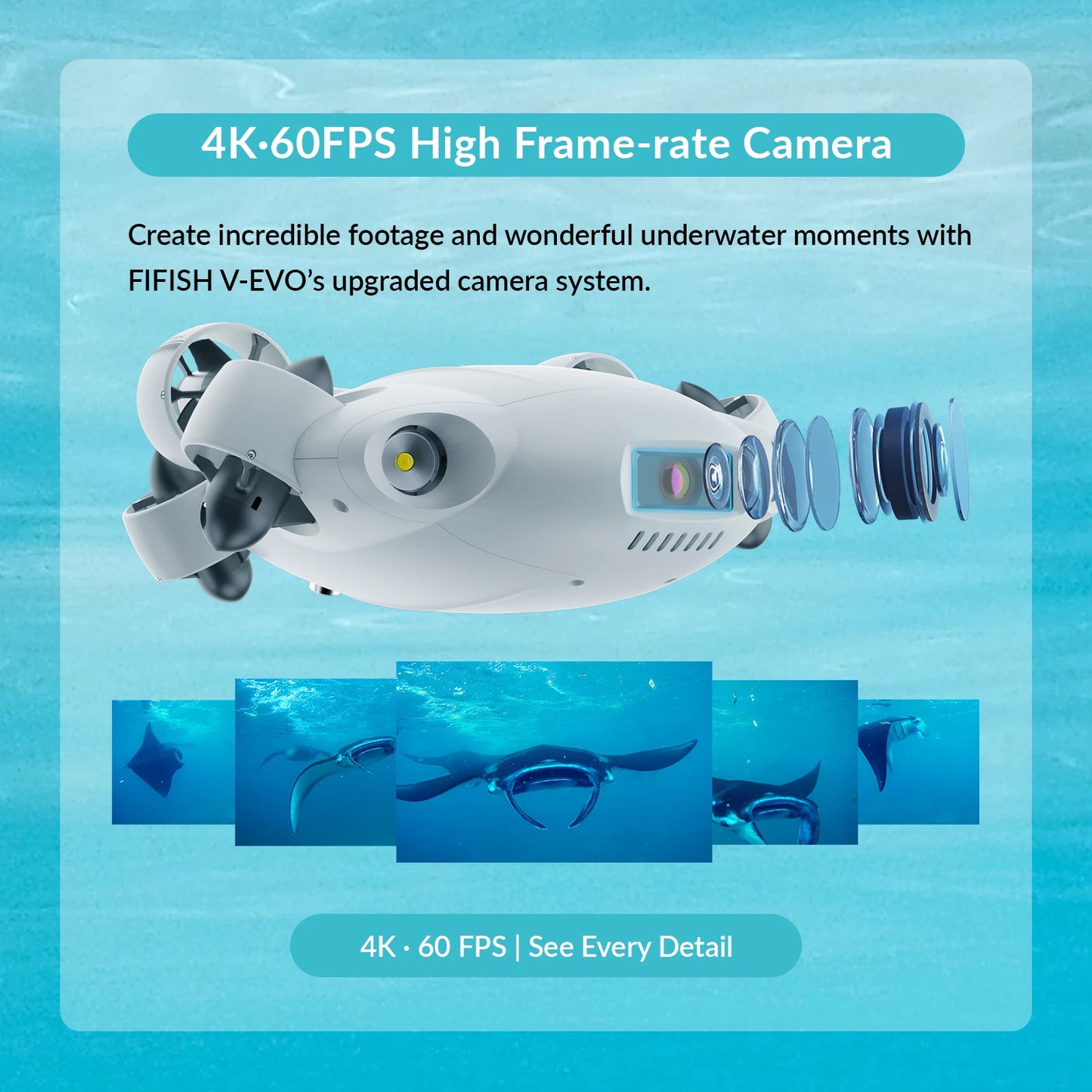 CAMORO C camolech 2023 New FIFISH V-EVO VR Underwater Rov Robot Diving Underwater Drone 4K Fish Finder with Grabber Arm
