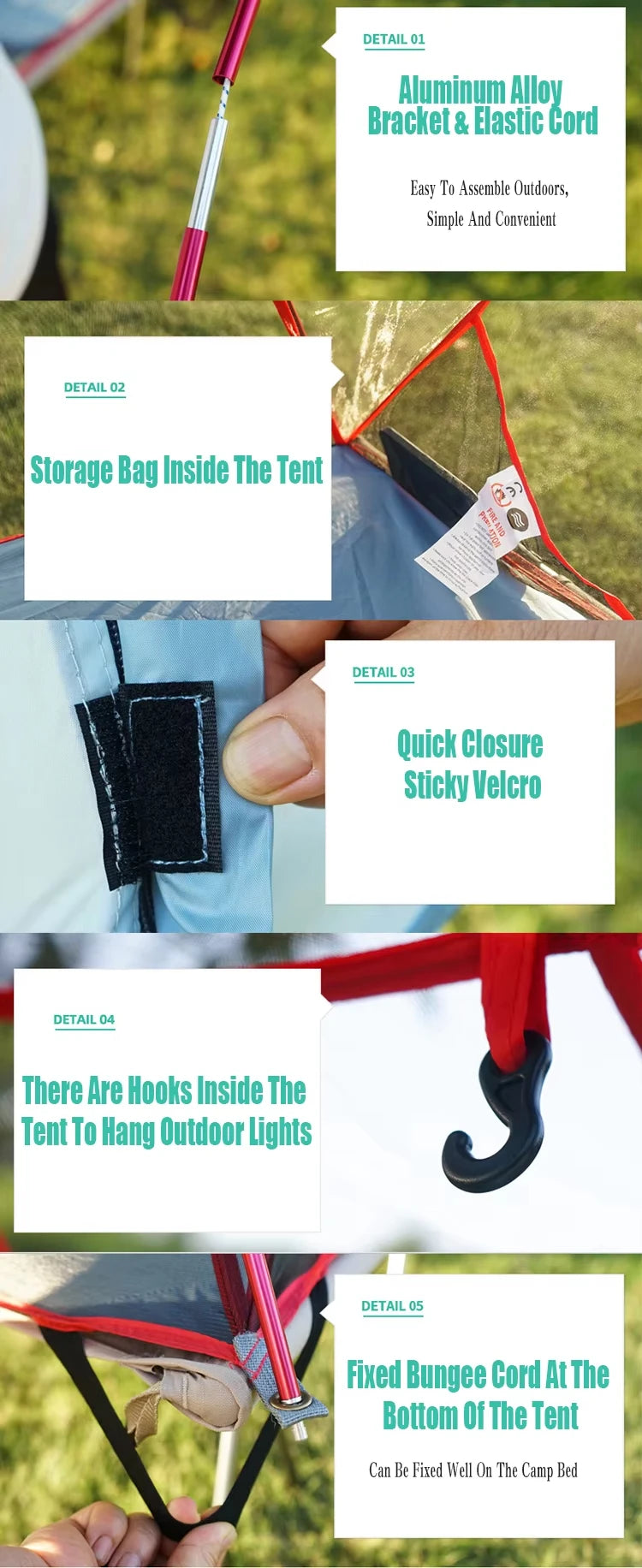 Outdoor Camping Off-The-Ground Tent Portable Single Tent Aluminum Alloy Folding Mosquito Net Fishing Tent