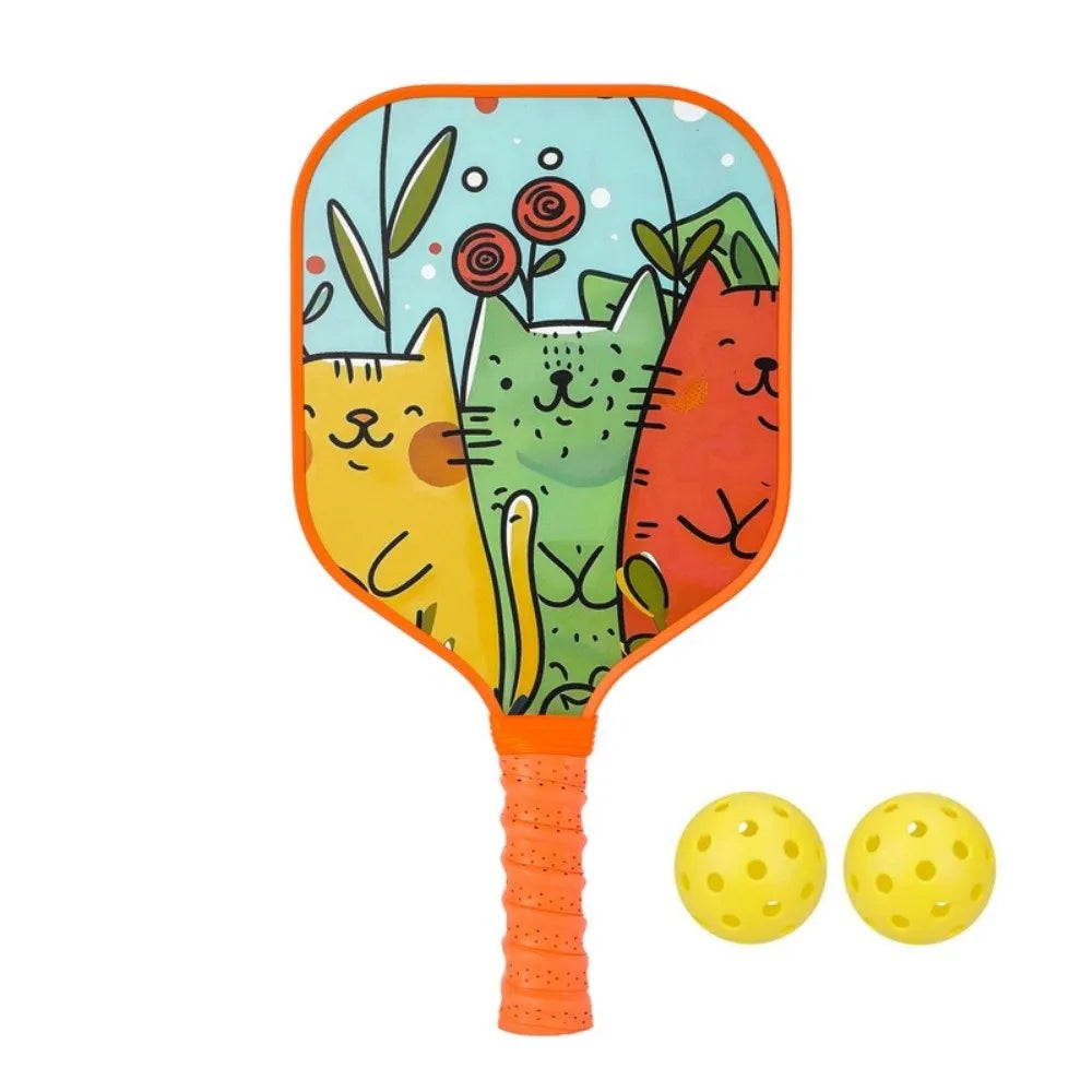 Cartoon Children's Pickleball Set Colorful Lightweight Children's Pickleball Rackets Ribbed Handle Durable Pickleball Paddle Set