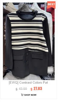 [EWQ]Japan Style Polka Dots Knitted High Waist Skirt Women's 2025 New Autumn Winter Oofice Lady Elastic A-line Pleated Midiskirt
