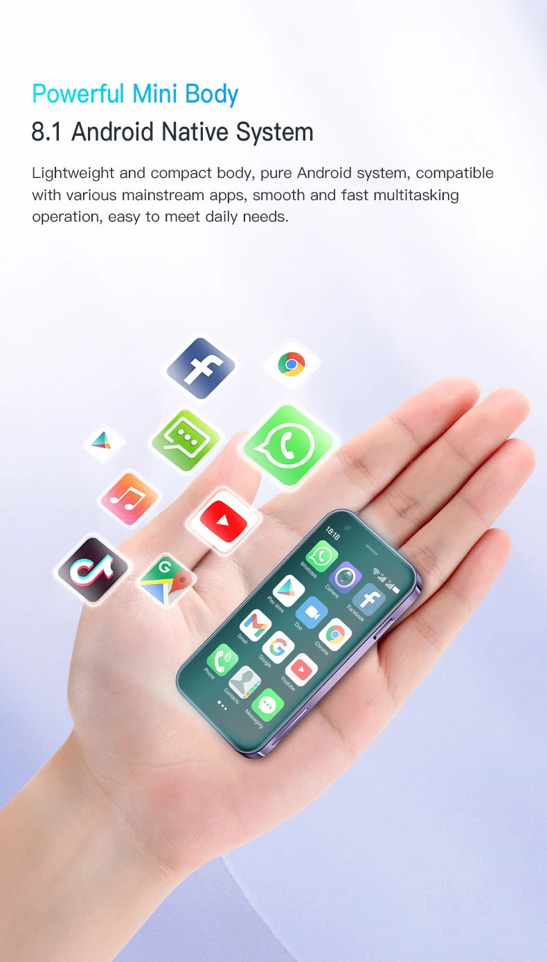 SERVO Mini Smartphone 3.0" Display 2GB+16GB 3G WCDMA Facial Recognition WiFi GPS Play Store Android Smart Phone Dual SIM Standby