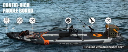 Myboat BASS HUNTER Grey SUB Waterproof Inflatable Paddle Board 11'6''x35''x6'' Aquatic Fishing With Accessories SUP сапборд