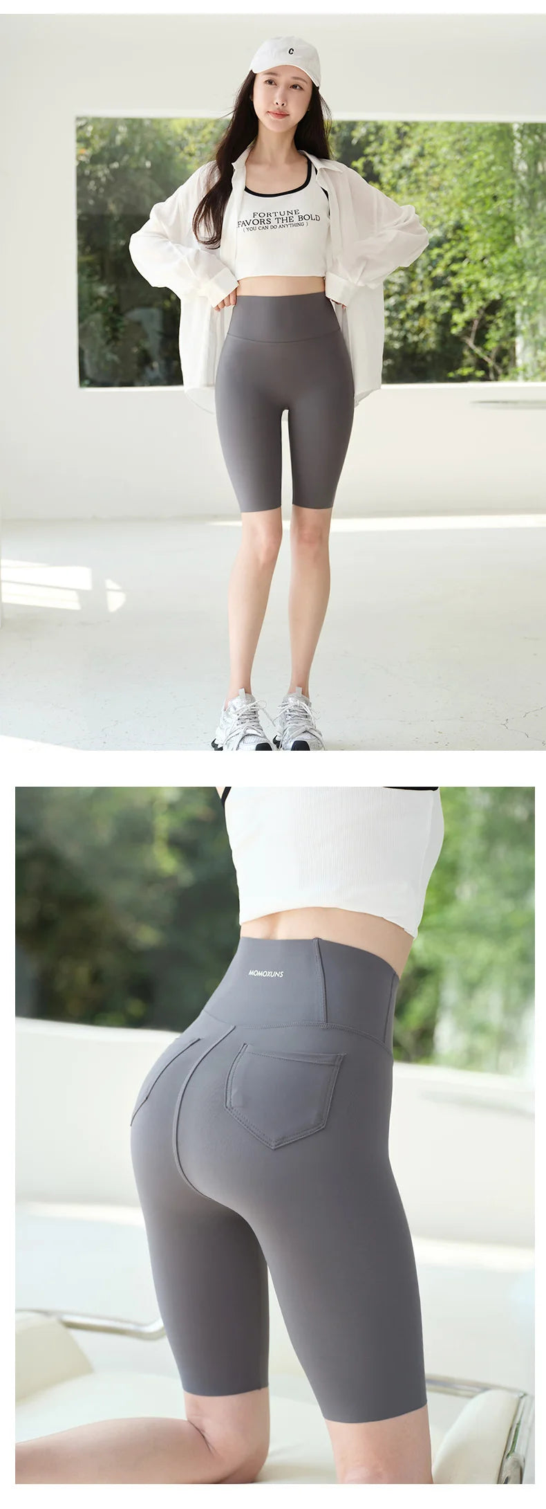 BIVIGAOS Summer New Back Pocket Sharkskin Cycling Shorts Women Cool Knee Length Short Leggings Casual Elastic Sport Biker Shorts