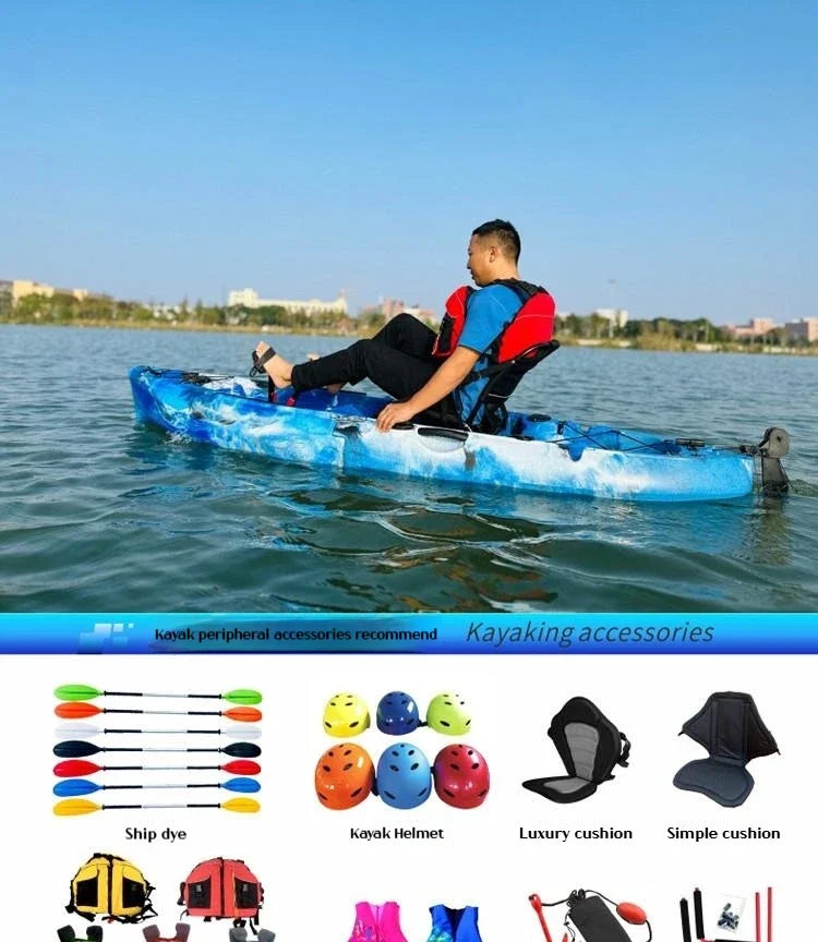 2025 Portable LLDPE Kayak With Split Hard Shell Electric Pedal-Driven Canoe For Solo Tandem Lake Sea Adventures Modular Assembly