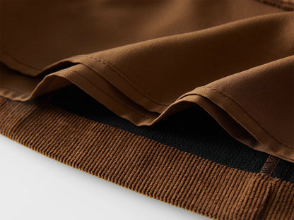 FSLE【2 Colors】Women Mini Skirts Zipper Waist Retro Brown Corduroy Above-Knee Length A-LINE Skirts Winter Black Bottom 24FS14555