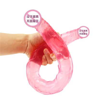 Double headed 55CM long and thick simulated dildo for adult with anal plug for lesbians