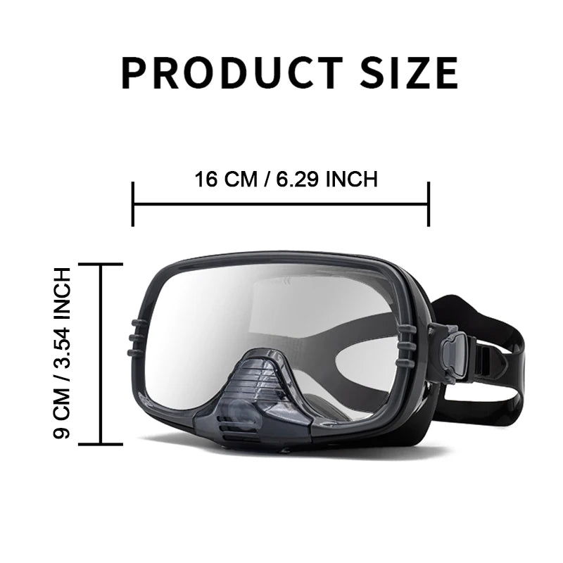 New Large Frame Diving Mask with Drain Valve|HD Tempered Glass Lens & Adjustable Silicone Strap,Swim Goggles,buceo, 수영,스노클링,마스크