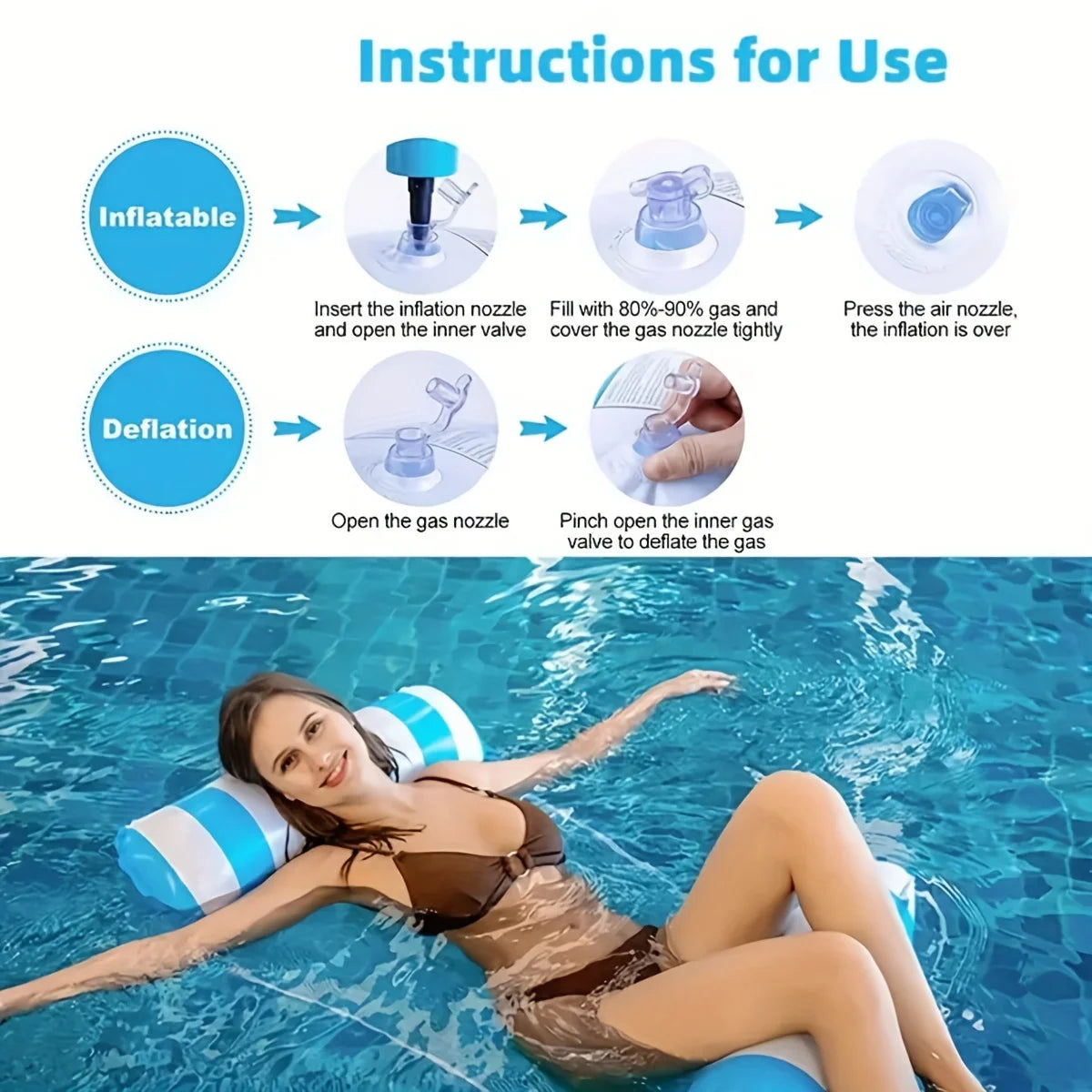 Inflatable Pool Float Hammock, Lounger, Water Hammock for Adults, 220lbs, Thickened PVC, Pool, Beach, Lake, Summer Water Fun