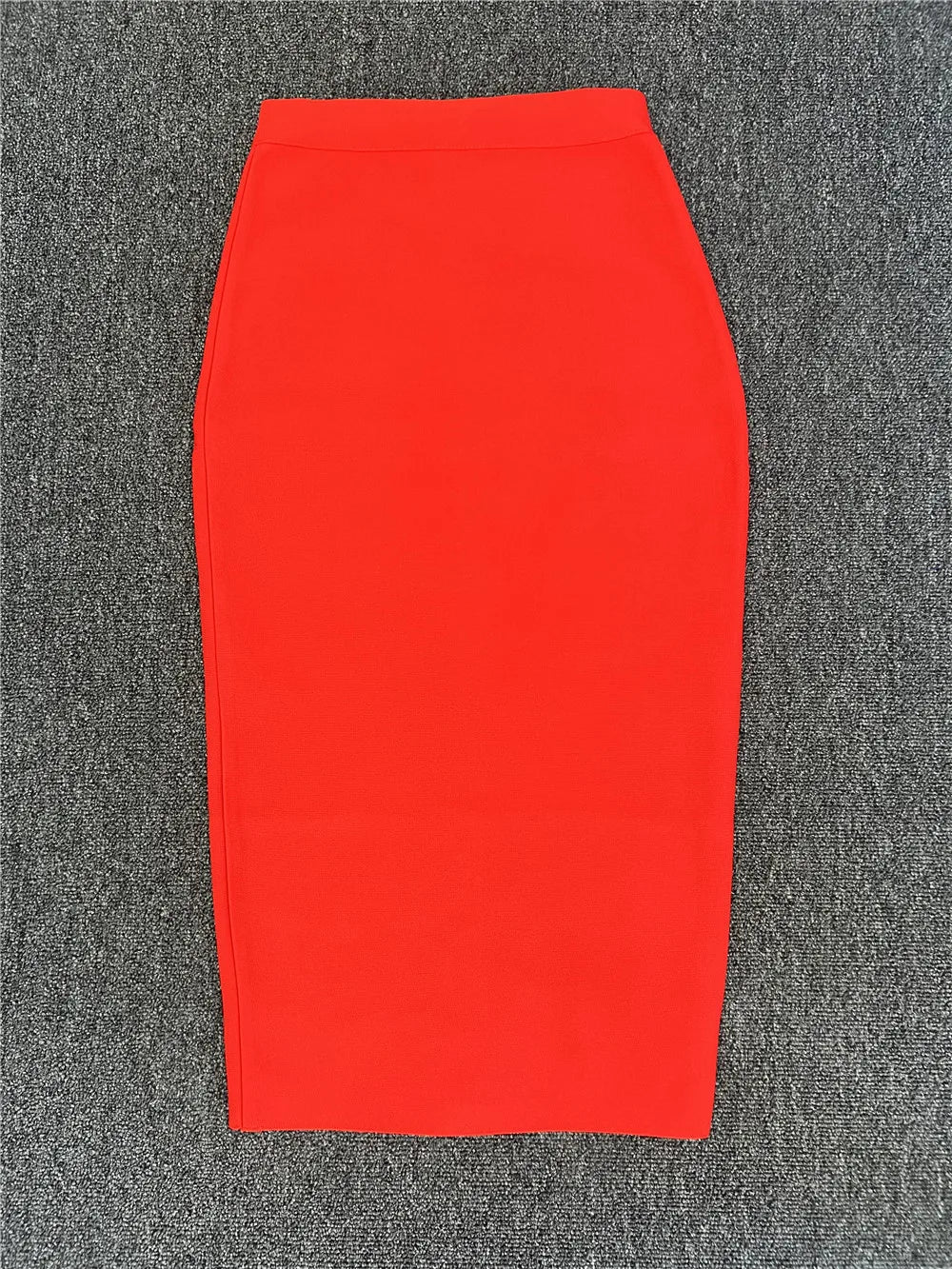 Classic Bandage Skirt Women Elegant High Waist Midi Calf Long Pencil Skirts Office Ladies Formal Party Dress Daily Skirts