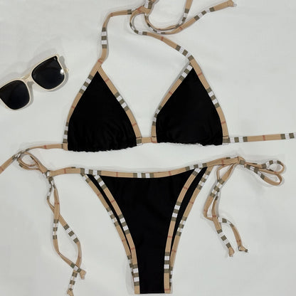 Luxury Brand Design Stripe Halter Bikini Women Swimwear Female Swimsuit Two Pieces Bikini Set Sexy Bathing Suit Swim Beach Wear