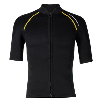 Men's Rash Guard Swimsuit Tops Short Sleeves Front Zip Wetsuit Top 1.5mm Neoprene Swim Tops Swimming Diving Surfing Snorkeling