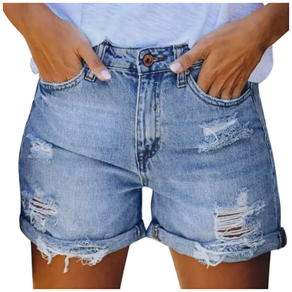 Summer Womens Jeans Shorts Pocket Denim Pants Female Hole Bottom Sexy Casual Shorts Broken Style Denim Jeans Pantalones De Mujer