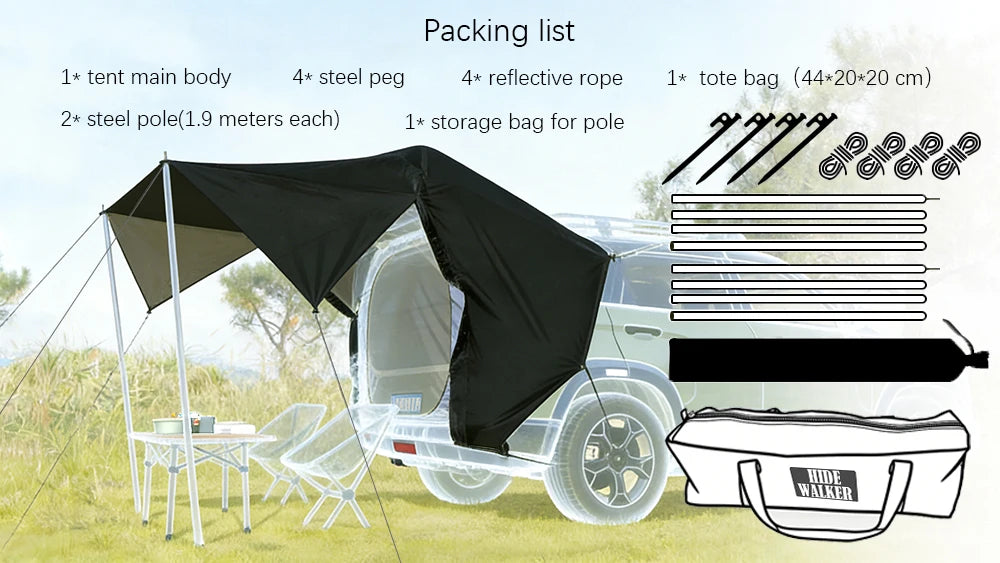 SUV Tailgate Tent Outdoor Camping Waterproof Anti-mosquito Self-driving Trip Rear Tent Overnighting in the Car Sleep in Vehicles