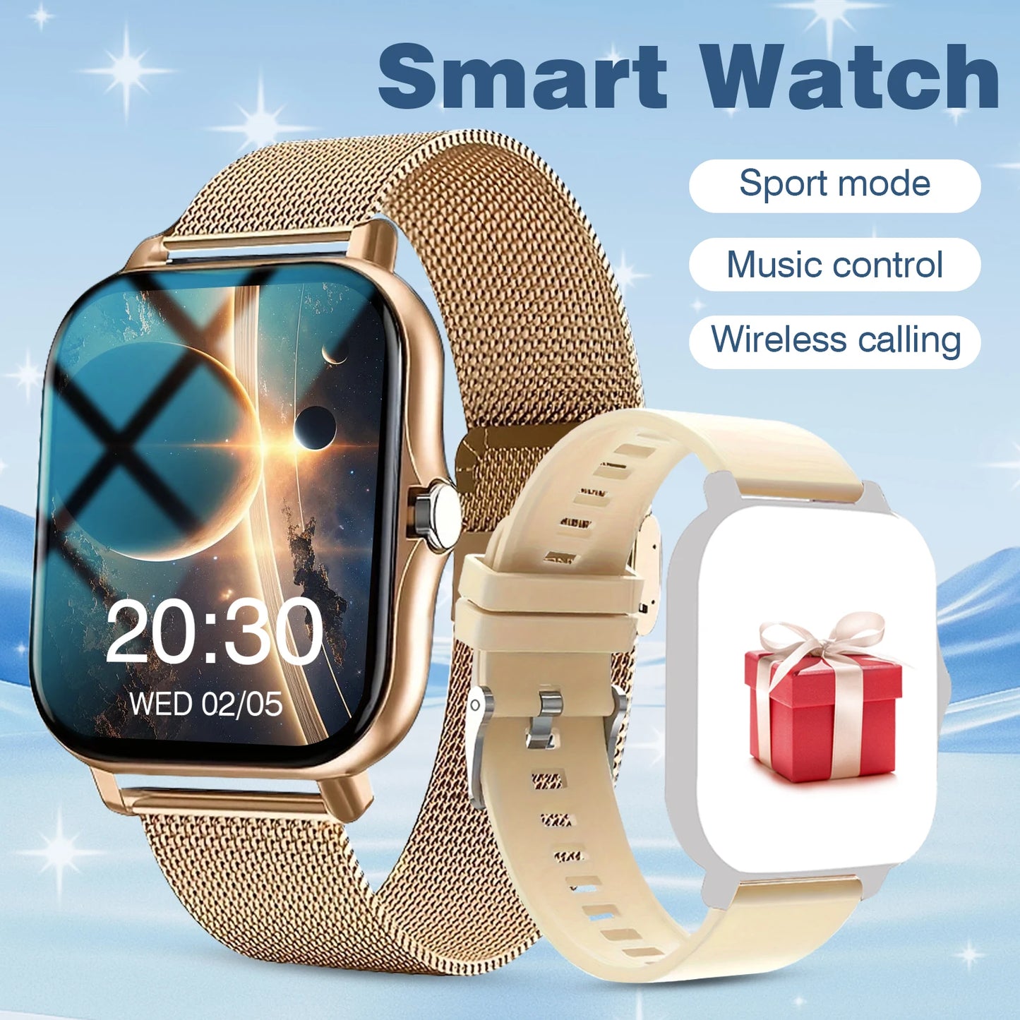 Outdoor sports smartwatch, wireless calling, information reminder, men's and women's multifunctional sports watch