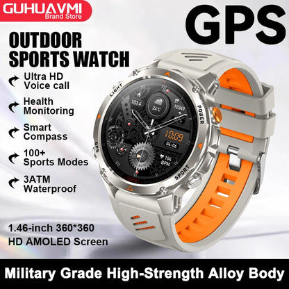 2026 New Outdoor Sport GPS Position Smart Watch Men 3ATM Waterproof Compass Altimeter 540mAh BT Call Fitness Watch