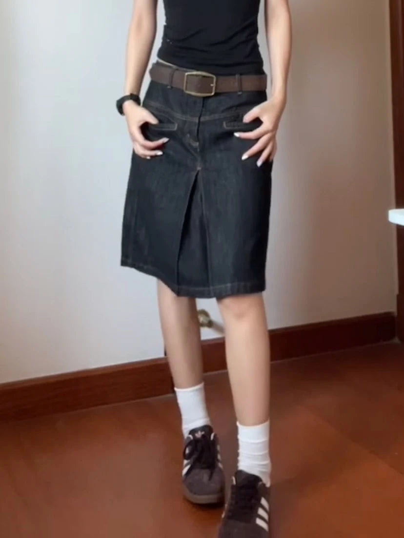 plus Size Low Waist Denim  Skirt Women's Summer Slim Fit Y2K Spicy Girl A-Line Skirt Korean Sle Commute Faion