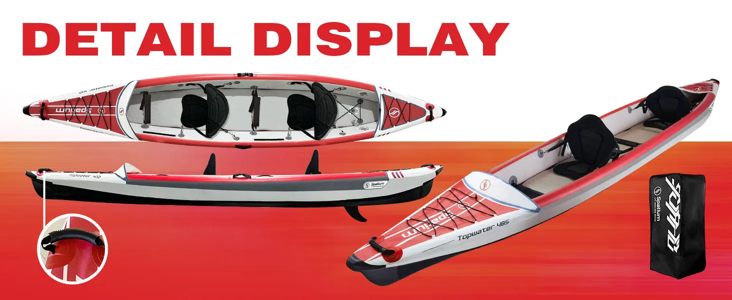 Spatium Inflatable Kayak PVC Fishing Boat 1-3 Person For Water Sports Surfing Rafting Touring Inflatable Kayak With Paddle,Seat