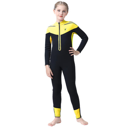 Thermal Full Wet Suits for Girls,Long Sleeve Anti-UV One-Piece Kids Wetsuits,3.5mm Neoprene,Thick Warm Swimming Surfing Wear