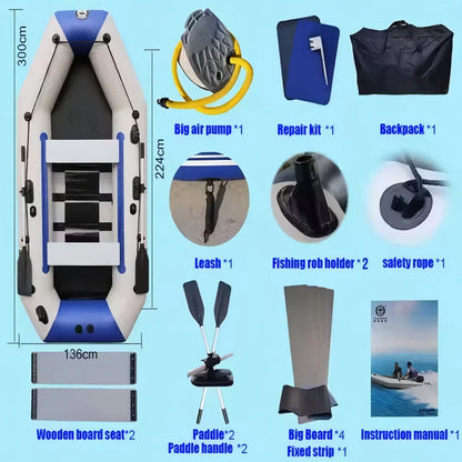 9.8FT 3M Wooden Floor Safety Inflatable Fishing Boat Racing Boats and Kayak Surfing Kayaking for the Sea Outdoor Watersports