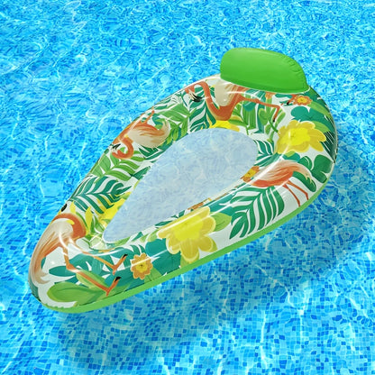 1pc Tropical Leaf Print Inflatable Pool Float PVC Water Lounger Swimming Pool Party Fun Water Floating Seat Pool Accessories