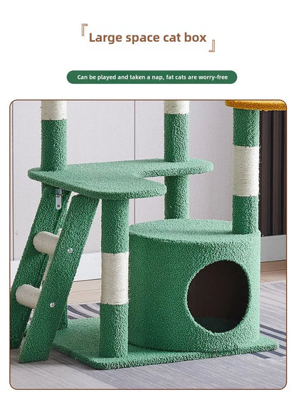 Cactus Cat Tree,Large Multi-Level Cats Climbing Tower, Scratching Post, Cozy Pet Bed