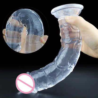 Realistic Dildo Adult Toys Transparent Dildo Suction Cup Jelly Women Erotic Sex Toys Soft Clitori Vaginal Masturbators Penis