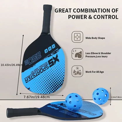 Pickleball Racket Set (2 Rackets + 4 Balls + 1 Cosmetics Bag) High-Quality Poplar Base Plate Pickleball Racket Set Outdoor Sports Special Beginners Entry Training Racket Beach Sports Equipment