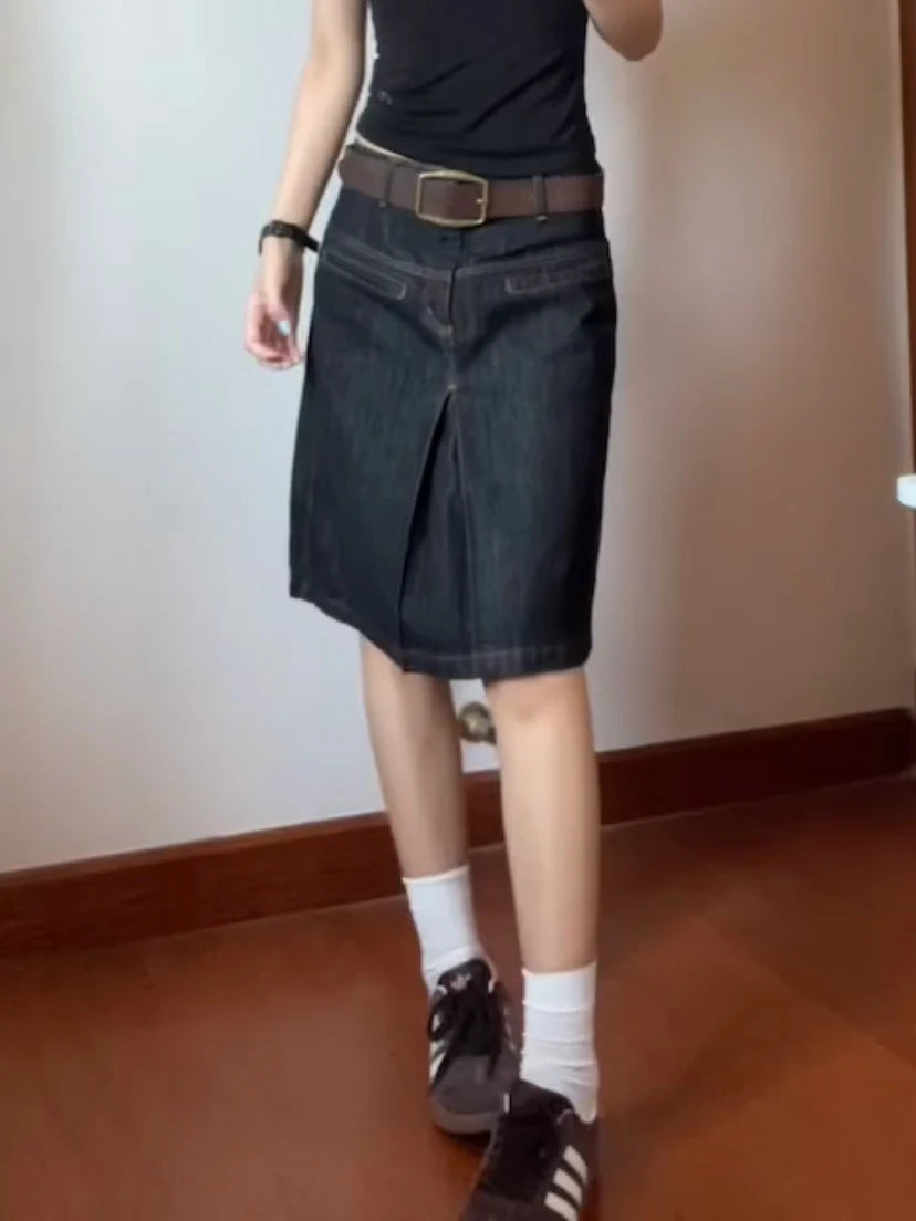 plus Size Low Waist Denim  Skirt Women's Summer Slim Fit Y2K Spicy Girl A-Line Skirt Korean Sle Commute Faion