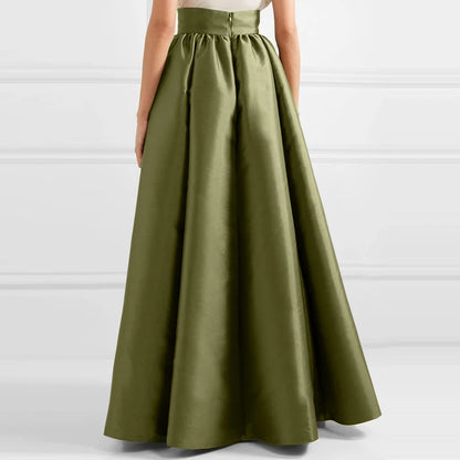 ZANZEA Bohemian Women Satin Silk Black Long Skirts Elegant Solid A-Line Party Jupes Femme Waist Zipper Oversized Casual Dresses