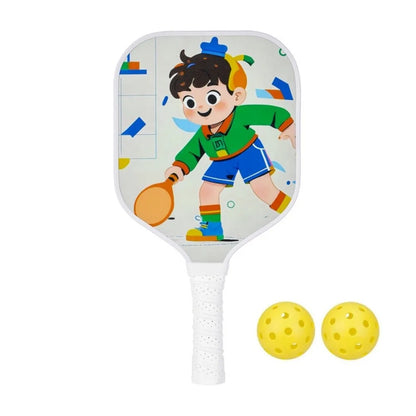 Cartoon Children's Pickleball Set Colorful Lightweight Children's Pickleball Rackets Ribbed Handle Durable Pickleball Paddle Set