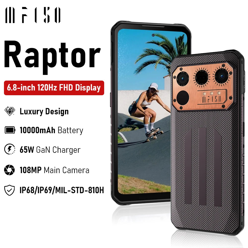 IIIF150 Raptor Rugged Phone 6.8” 120Hz 12GB+256GB Telephone Smartphone 108MP Camera 10000mAh Cell Phone Smartphon 4G Android 13