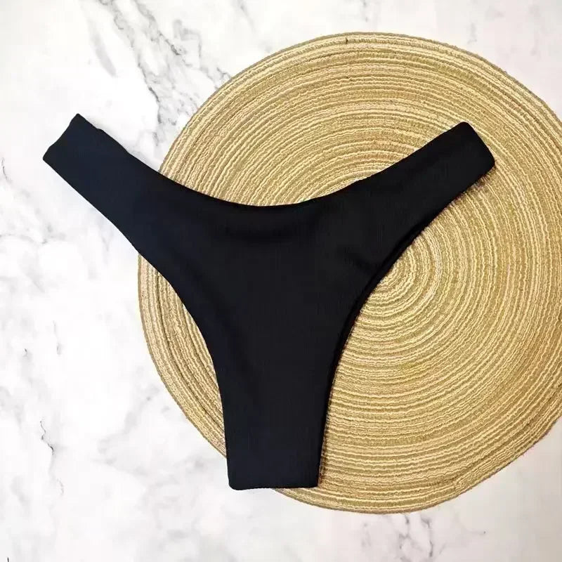 Sexy Women's Ribbed Tube Top Bikini Set White Swimsuit for Women Biquini Traje De Bano Pants Bikini Badeanzug Micro Bikini