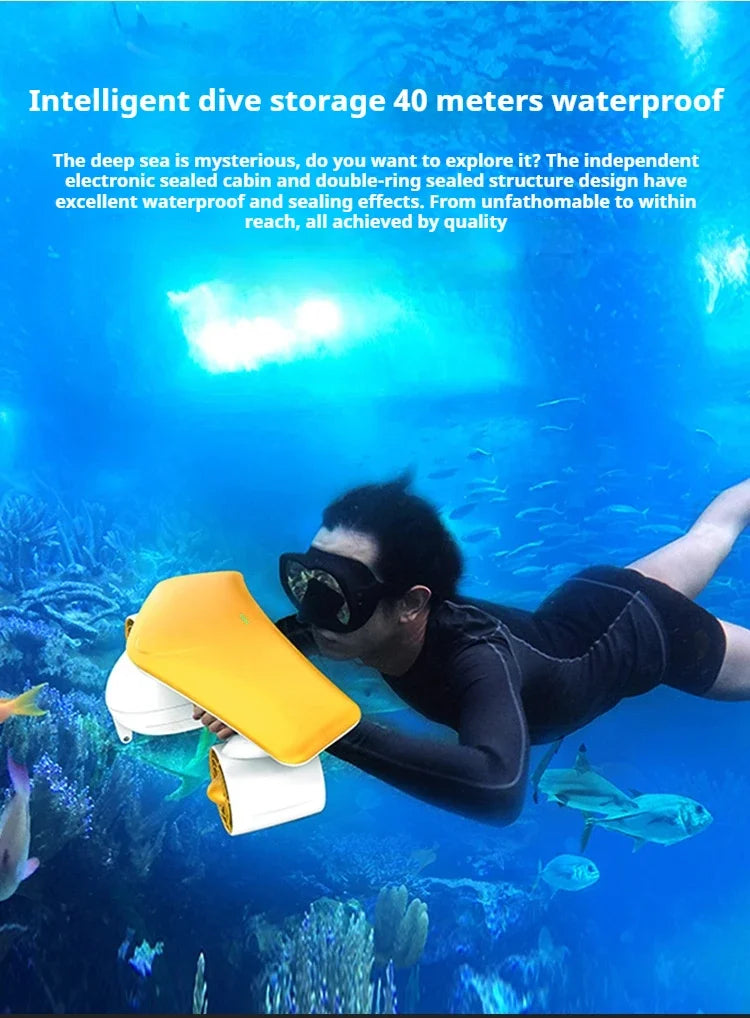 50m Depth Underwater Thruster 1.8m/s, 480W Brushless Diving Propeller with LED Display, 60min Silent eSurfboard for Adults