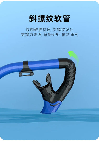 Diving Mask Snorkeling Full Dry Breathing Tube Set, Large Frame Swimming Goggles, Liquid Silicone Diving Mask