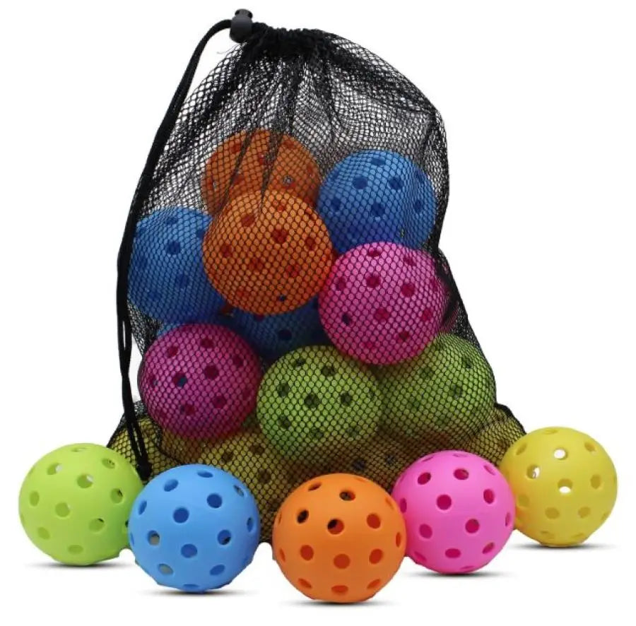 In/Outdoor Pickle Balls, 6 Pack of 26/40 Holes with Mesh Bag USAPA Approved Pickleballs Set High Visibility Durable Pickle Balls