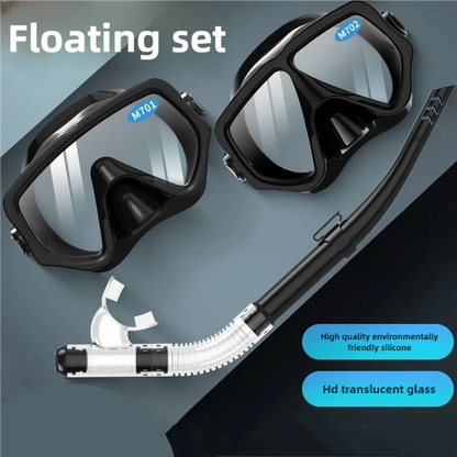 Diving Mask Snorkel Set For Adults Tempered Glass Scuba Professional Panoramic Snorkeling Gear Swimming Training Snorkel Kit