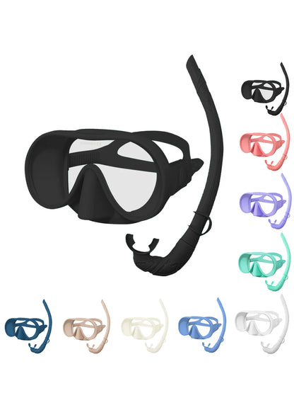 Diving facial mirror, anti -fog 180 ° snorkeling facial mirror, deep water diving mask diving goggles with respiratory tube