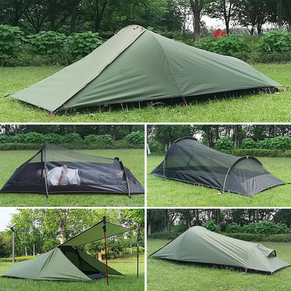Outdoor Camping Tent Single Person Camping Tent Water Resistant Tent Aviation Aluminum Support Portable Sleeping Bag Tent