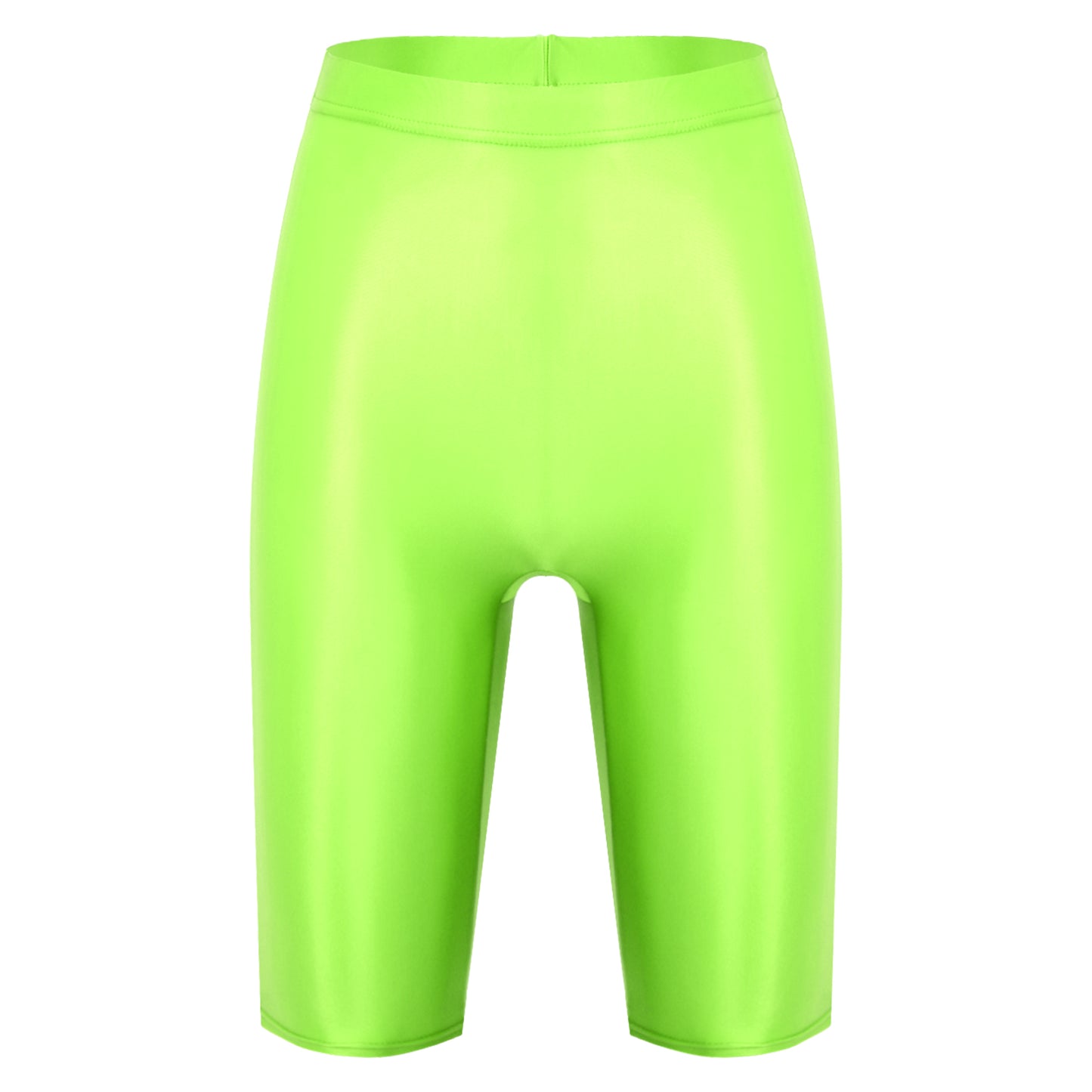 Women Glossy Shorts High Waist Fitness Short Leggings Oil Shiny Knee-Length Tights Swimming Trunks Female Workout Sports Bottoms