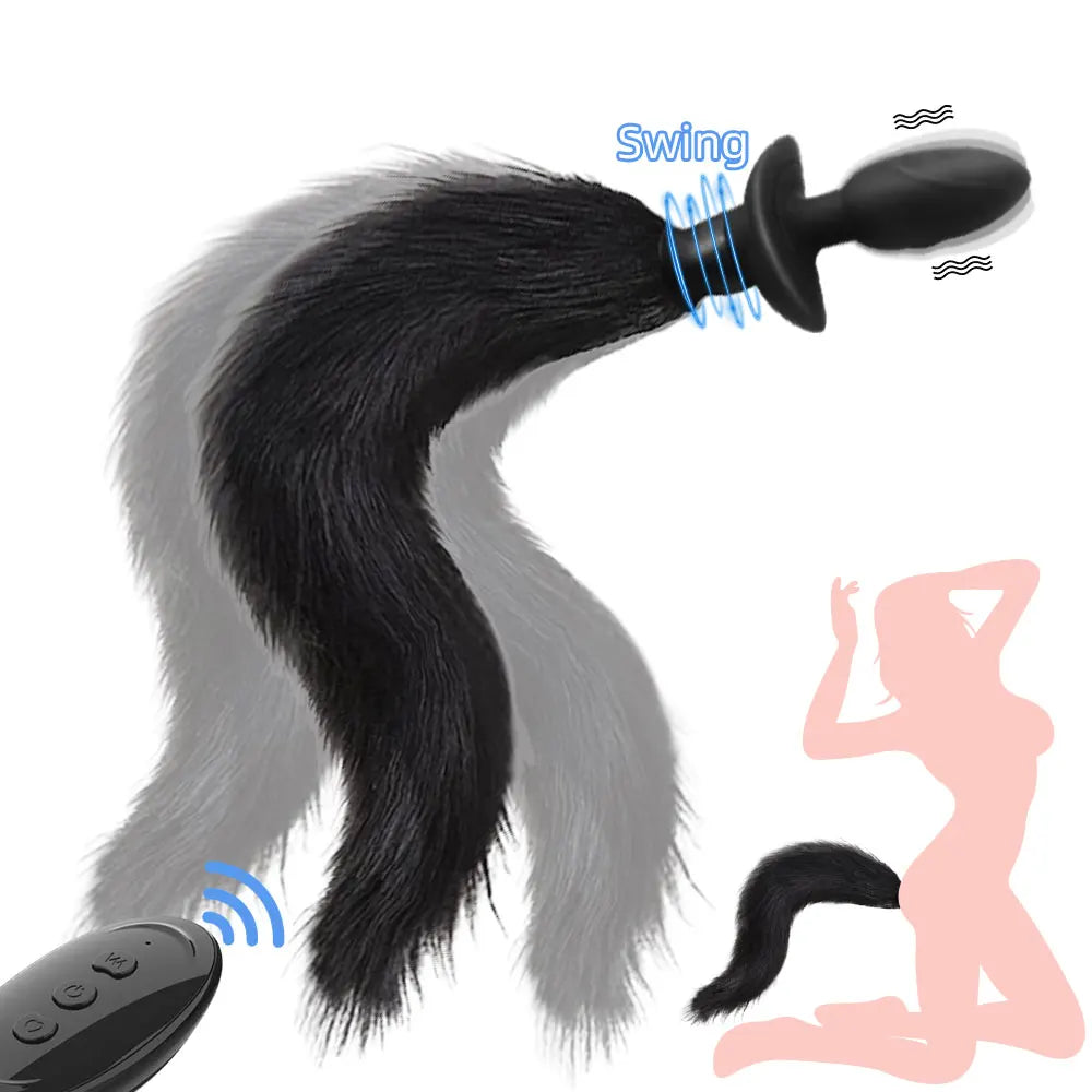 Remote Control Rotating Soft Silicone Tail Anal Plug Prostatic Stimulator Sexy Fox Butt Plug Tail Anal Toys For Women Adult Shop