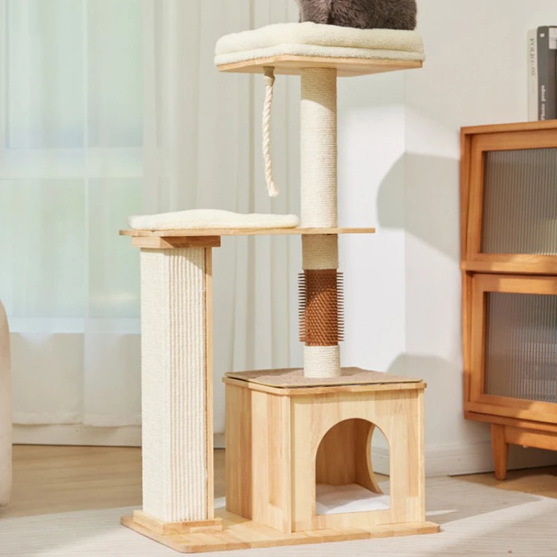 Indoor Cat House with Scratcher, Trees, Towers for Large Cats, Tall Toy, Multiple Hamocks, Park Scrapers Tool, Silicone Carrier