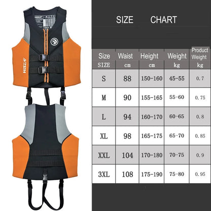 Life Jacket Adult Neoprene Life Vest Surf Raft Kayak Fishing Jet Ski Vest Water Sport Swimming Rescue Super Buoyancy Life Jacket