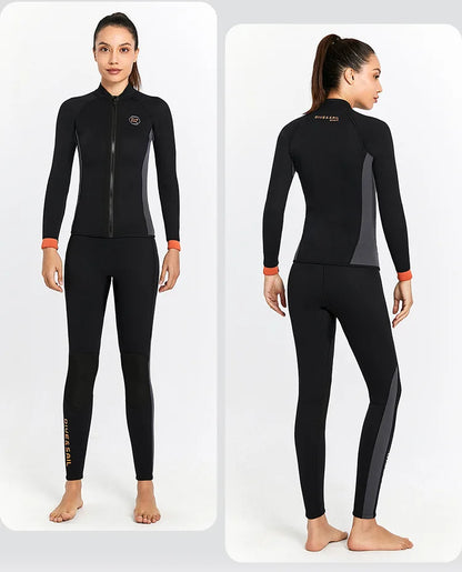Wetsuit 3MM Neoprene Men Long Sleeve Split Wetsuit Warm Jacket Pants Plus Size Women Swimsuit Scuba Diving Snorkeling Surf Suit