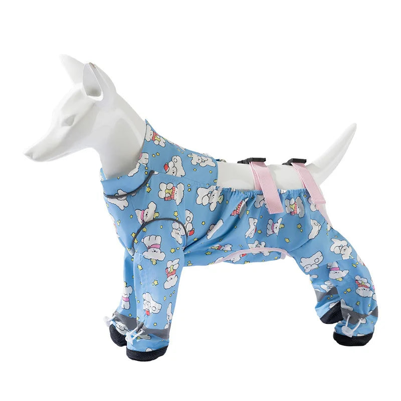 Dog full package with stomach protection and feet, dust-proof pants for winter outings, dirt proof and plush warm pet clothes