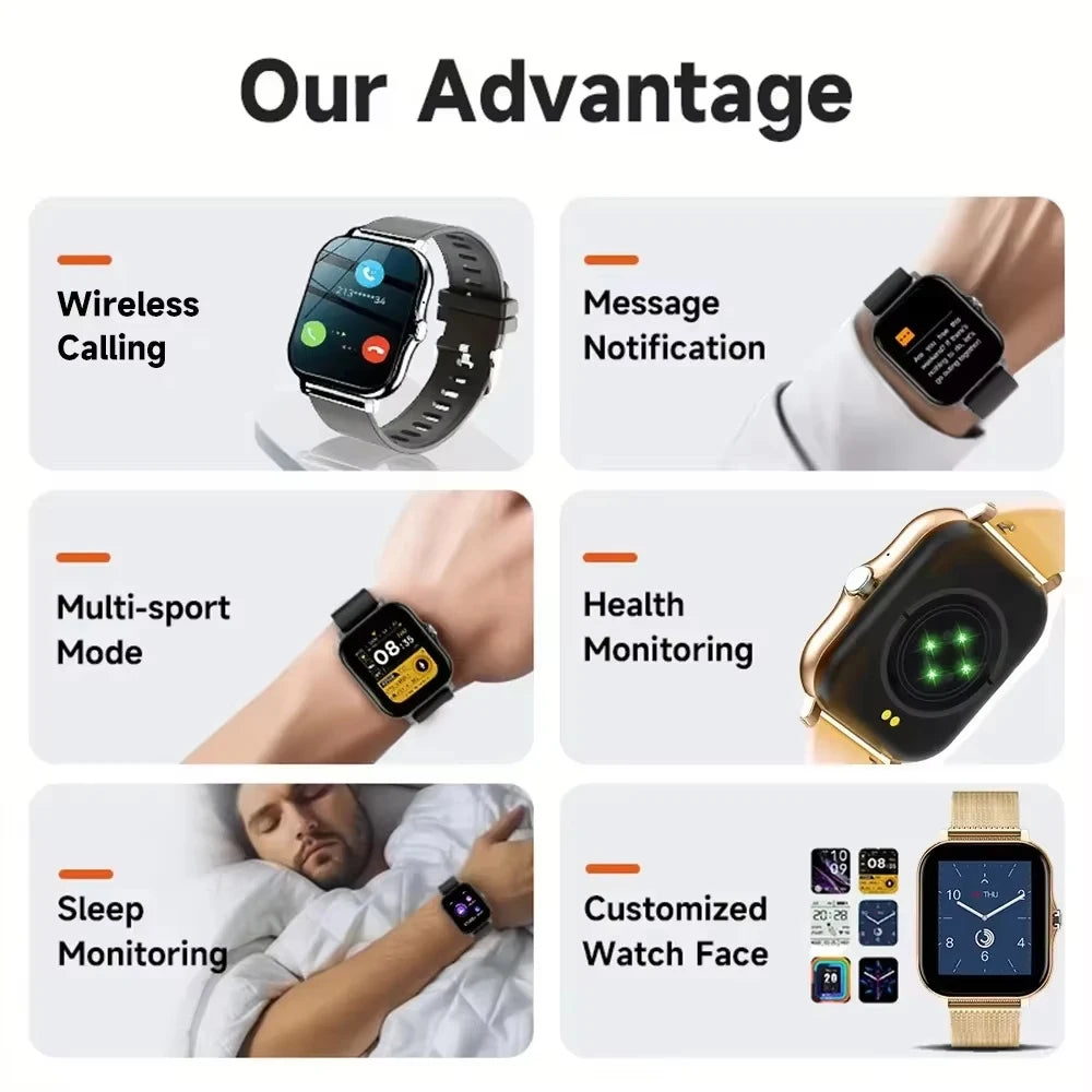 LAXASFIT 2026 New Smart Watch Bluetooth Talk Full Touch Screen Heart Rate Monitor Sports Fitness Smart Watch Men Women Gift