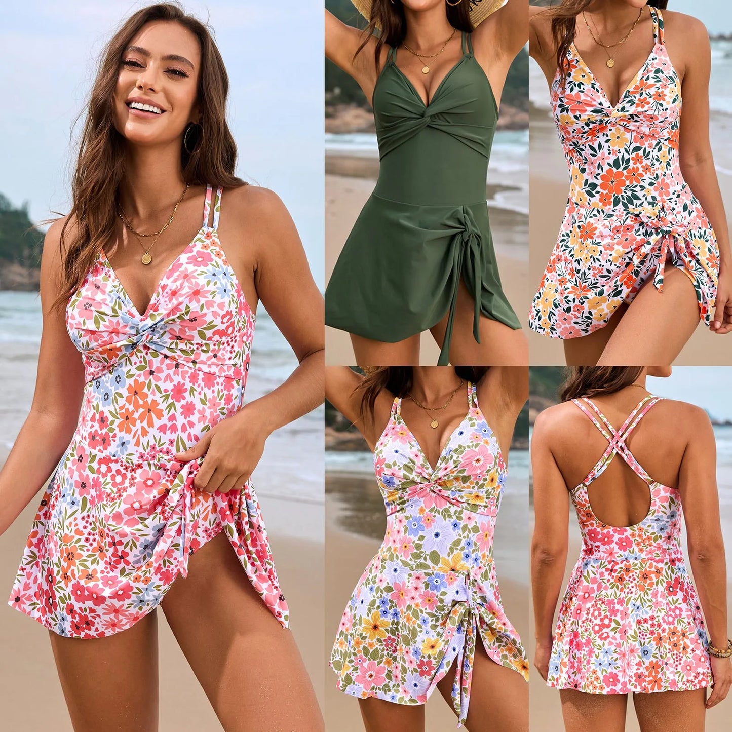 Women’S Swimdress Swimsuits Bathing Suit Floral Skirted Swim Dresses