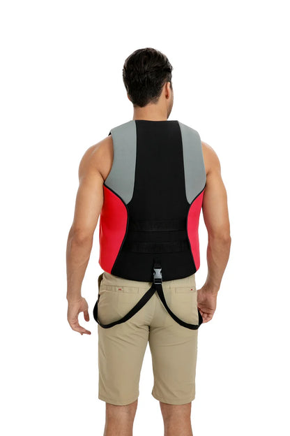 Life Jacket Adult Neoprene Life Vest Surf Raft Kayak Fishing Jet Ski Vest Water Sport Swimming Rescue Super Buoyancy Life Jacket