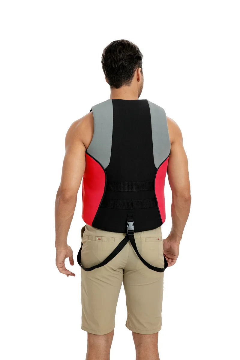 Life Jacket Adult Neoprene Life Vest Surf Raft Kayak Fishing Jet Ski Vest Water Sport Swimming Rescue Super Buoyancy Life Jacket