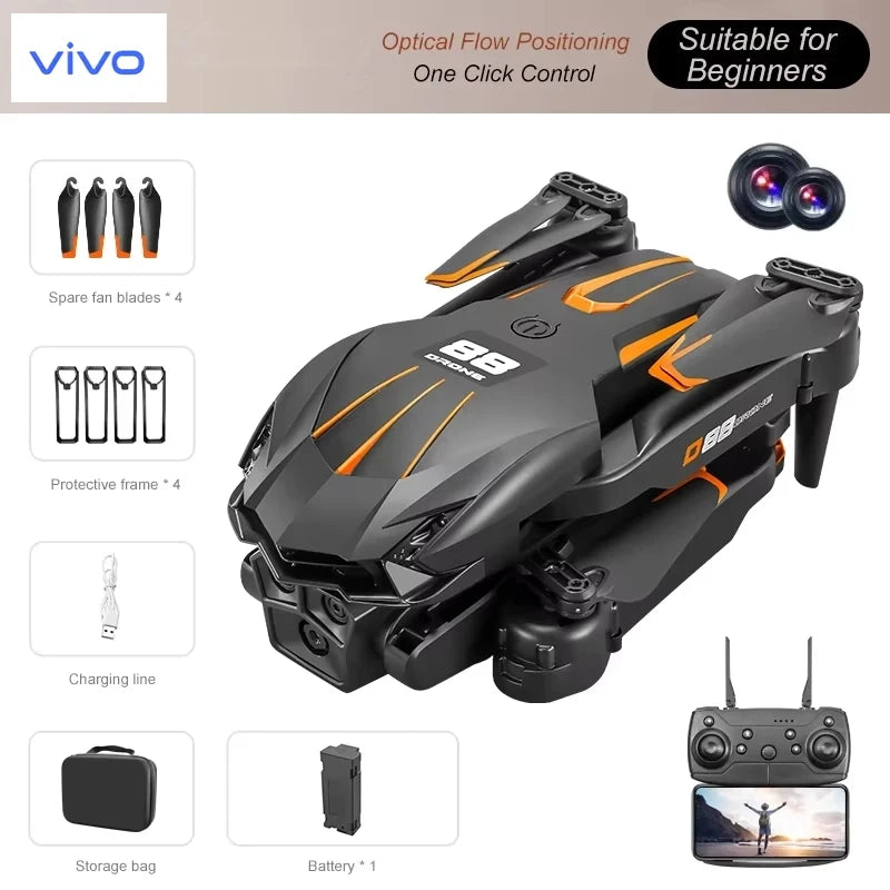 VIVO D88 Drone 8K Aerial HD Dual Camera Photography Intelligent Obstacle Avoidance Brushless Motor 5G WIFI GPS Return VR Drone
