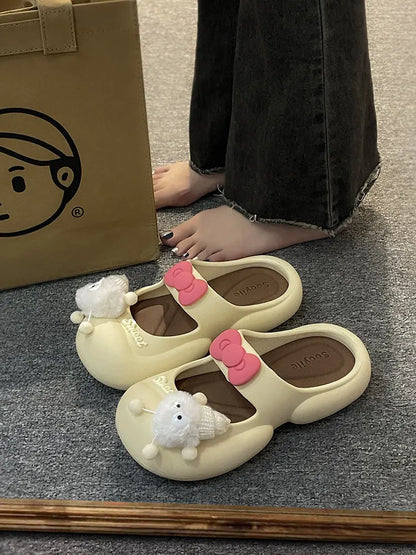 Cute Fairy  Slippers for Women's Summer Outer-Wear Thick-Soled Clogs Shoes Sandals For The Beach